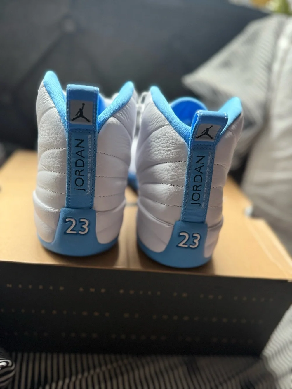 Jordan Kids White and Light Blue High-Top Sneakers